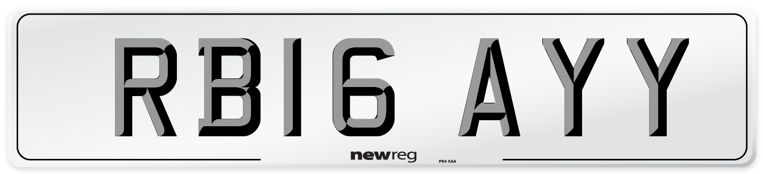 RB16 AYY Number Plate from New Reg